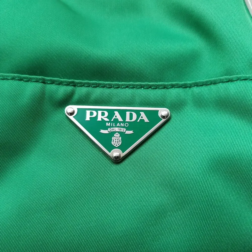 PRADA Two-Way Yellow Green Nylon Top Handle Zipper Satchel Crossbody Bag